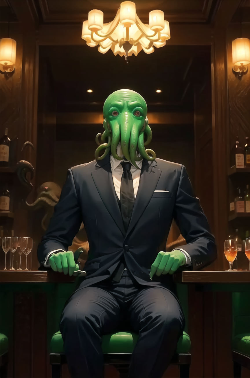 05915-3067434242-masterpiece, best quality, cthulhu, solo, wearing a tuxedo and sitting a bar in a fancy hotel, green skin, (claws).png